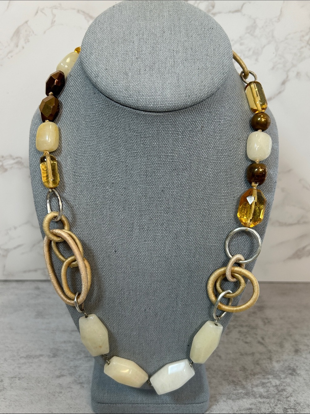 Sigrid Olsen Stone Cream, Gold & Brown Mixed-Bead Necklace